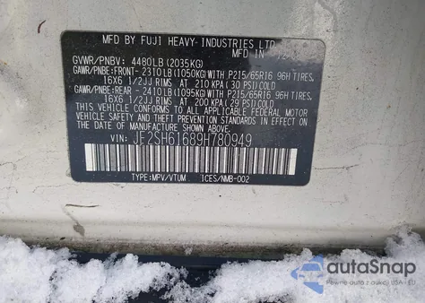 2009 Subaru Forester 2.5X from USA, damaged, VIN JF2SH61689H780949